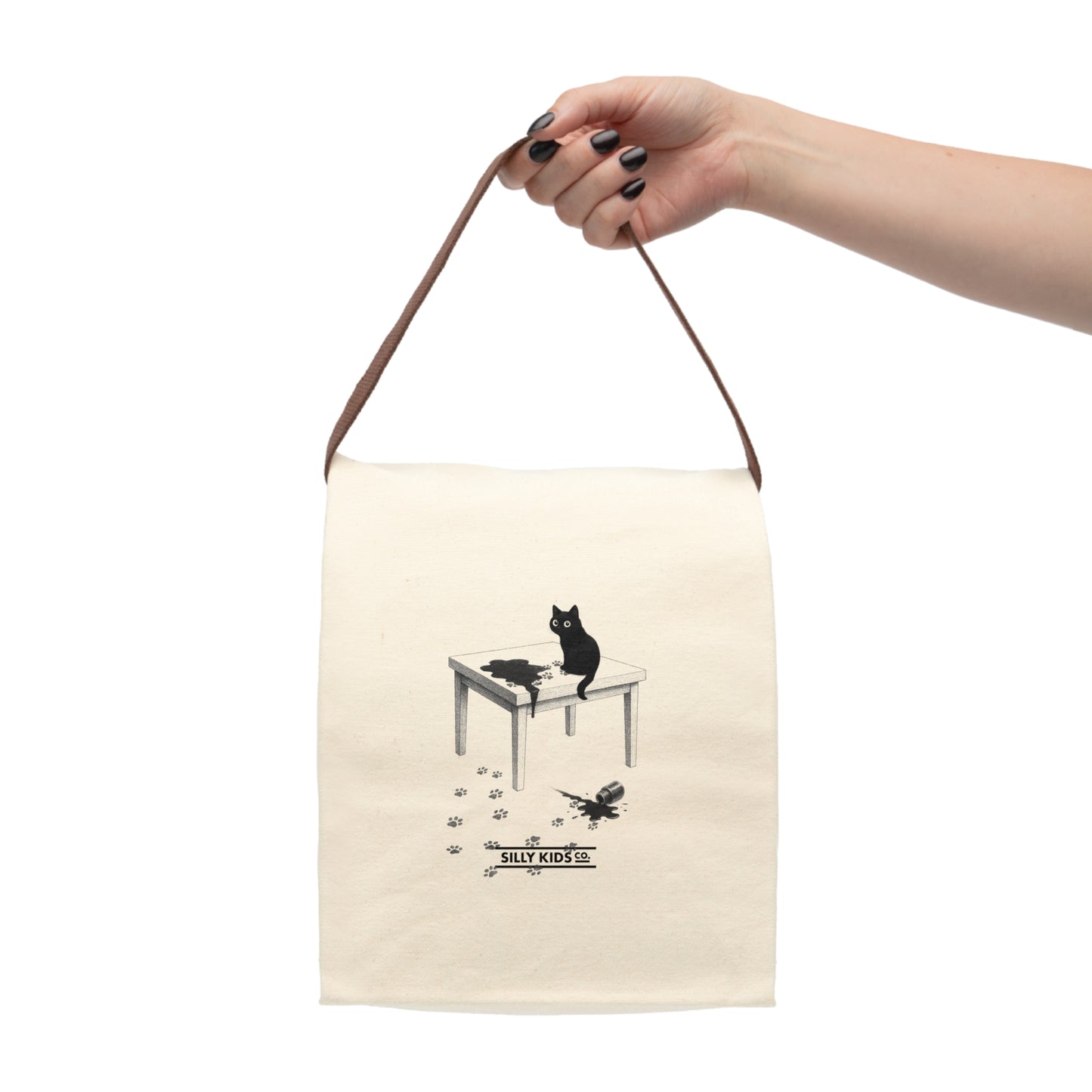 Bag Series - Cat Spills Canvas Lunch Bag with Strap