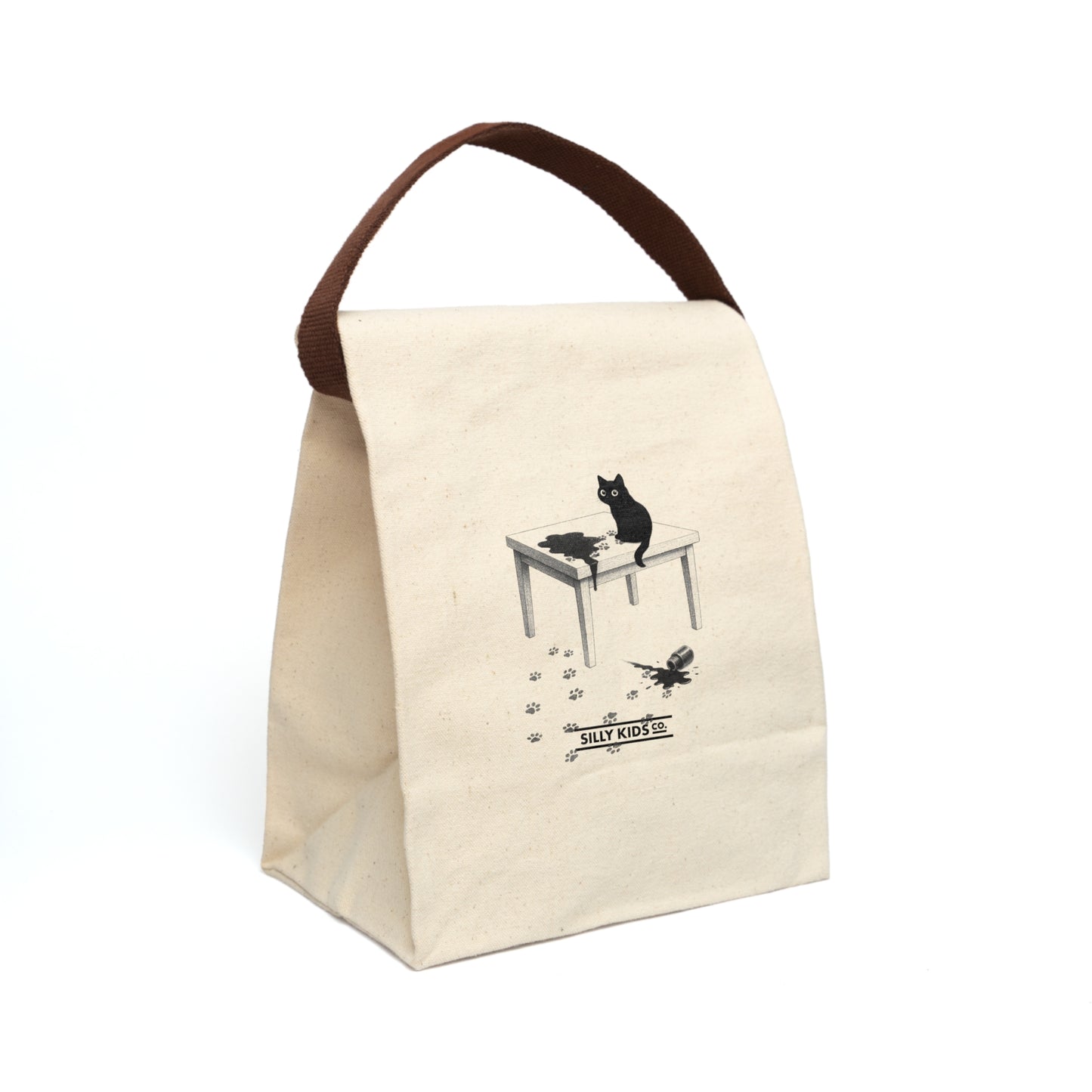 Bag Series - Cat Spills Canvas Lunch Bag with Strap