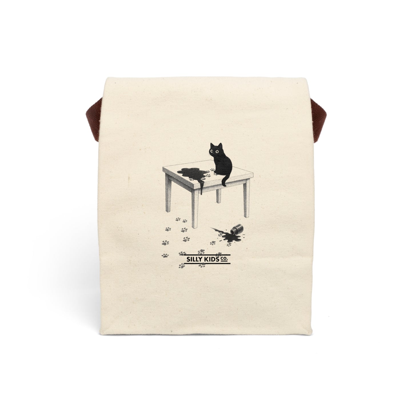 Bag Series - Cat Spills Canvas Lunch Bag with Strap